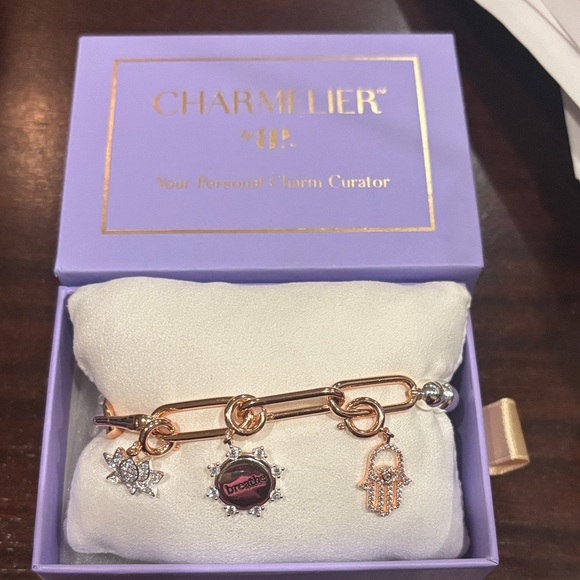 Bomb Party Jewelry - Rhodium and Rose Gold Charm Bracelet: Remember to Breathe